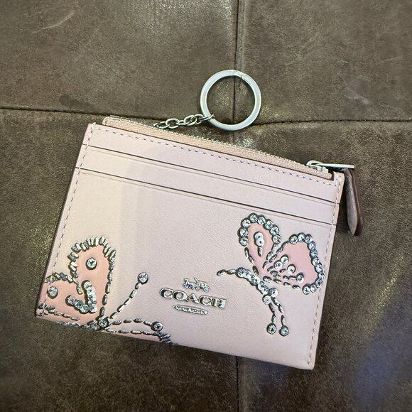 coach Mini Skinny Id Case With Butterfly Print ccm78 - Picture 1 of 5